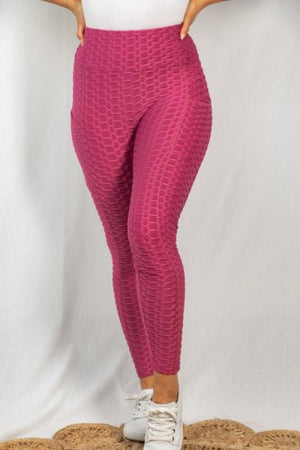 "Simply Amazing" Textured Legging- Dark Pink *FINAL SALE*