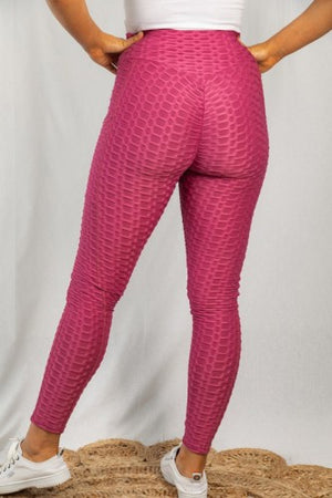 "Simply Amazing" Textured Legging- Dark Pink *FINAL SALE*