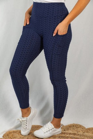 "Simply Amazing" Textured Legging- Navy *FINAL SALE*