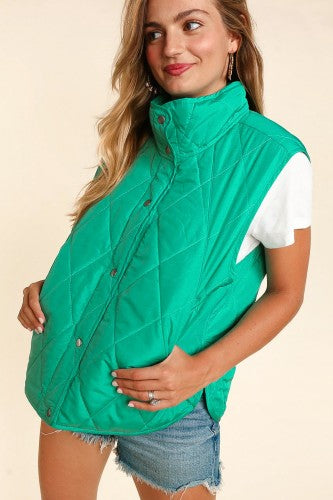 "Daily Must Have" Quilted Vest- Mint